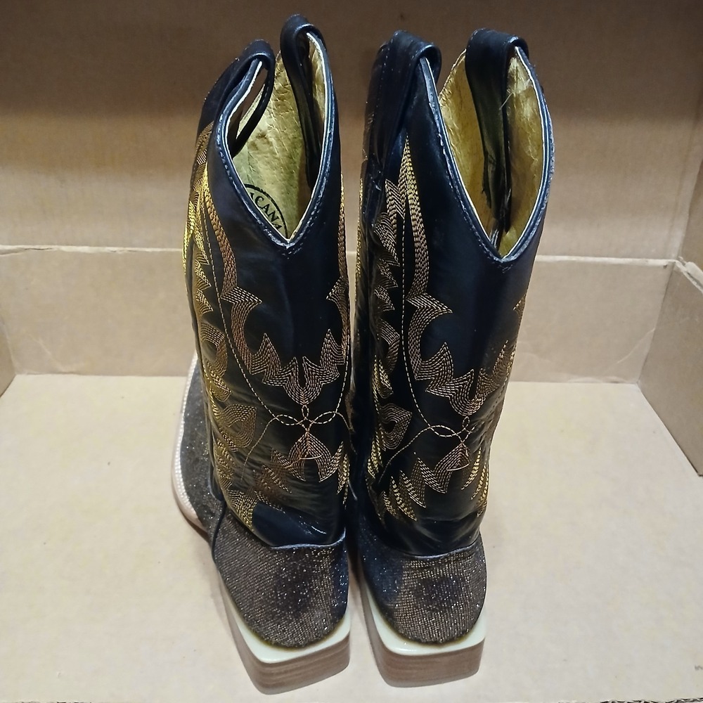 La Mexicana Men Brown Yellow Gold Glitter Western Cowboy Boots Size 27 (9 US) - Picture 4 of 10